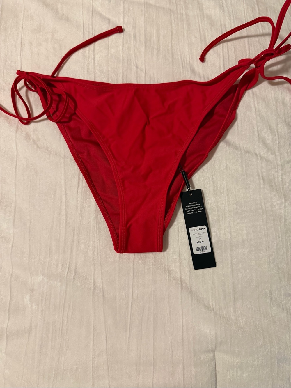 Fashion Nova Red Tie-Side Bikini Bottom